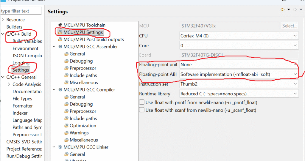 Fixing FPU Errors in STM32CubeIDE