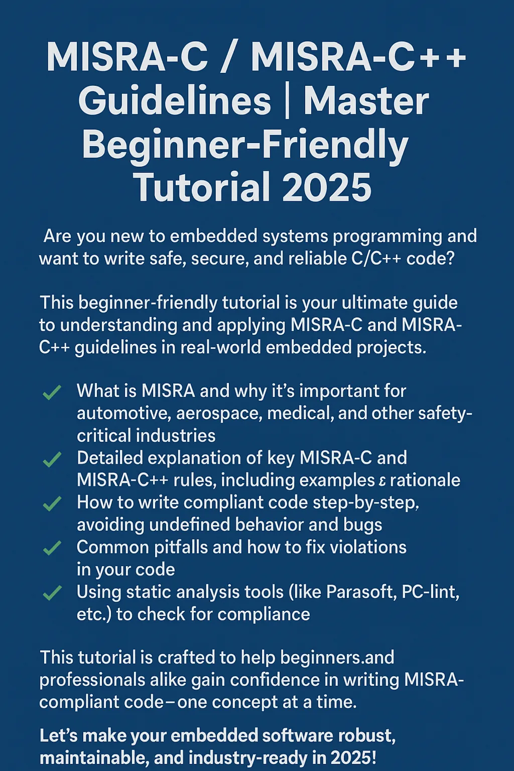 MISRA C MISRA C++ Guidelines Master Beginner-Friendly Tutorial 2025